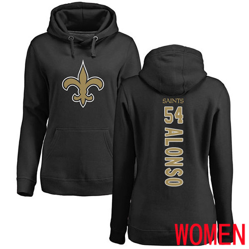 New Orleans Saints Black Women Kiko Alonso Backer NFL Football #54 Pullover Hoodie Sweatshirts->nfl t-shirts->Sports Accessory